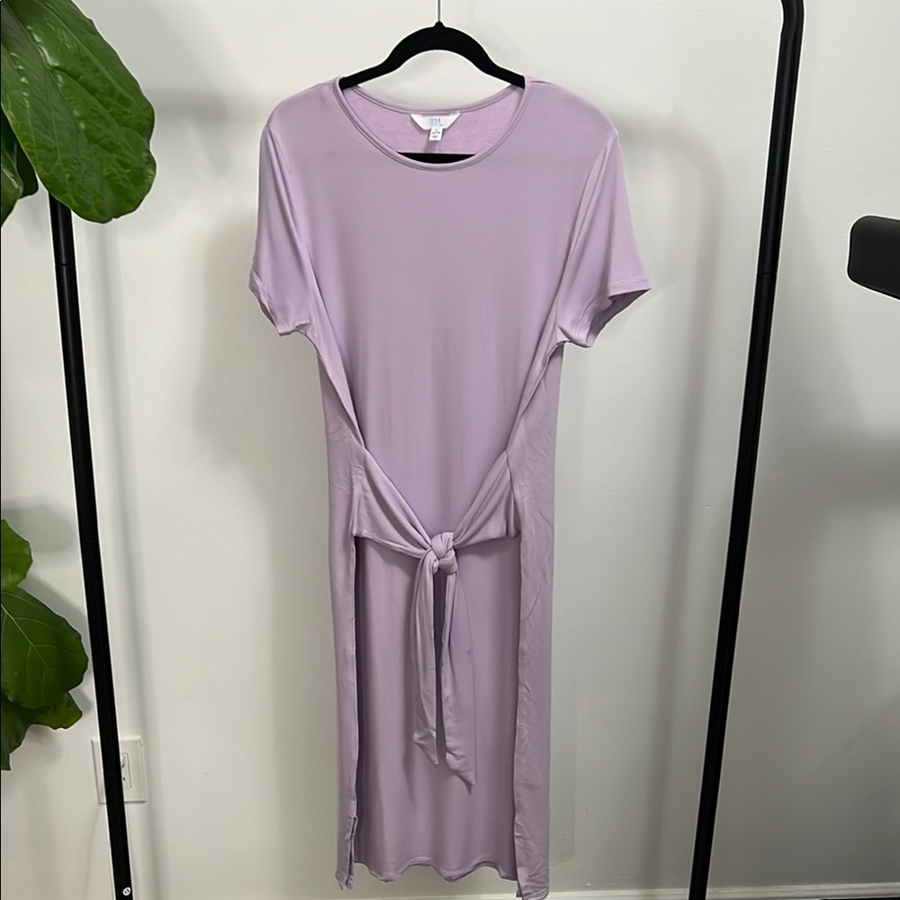 Lavender Tie Waist Knit Dress